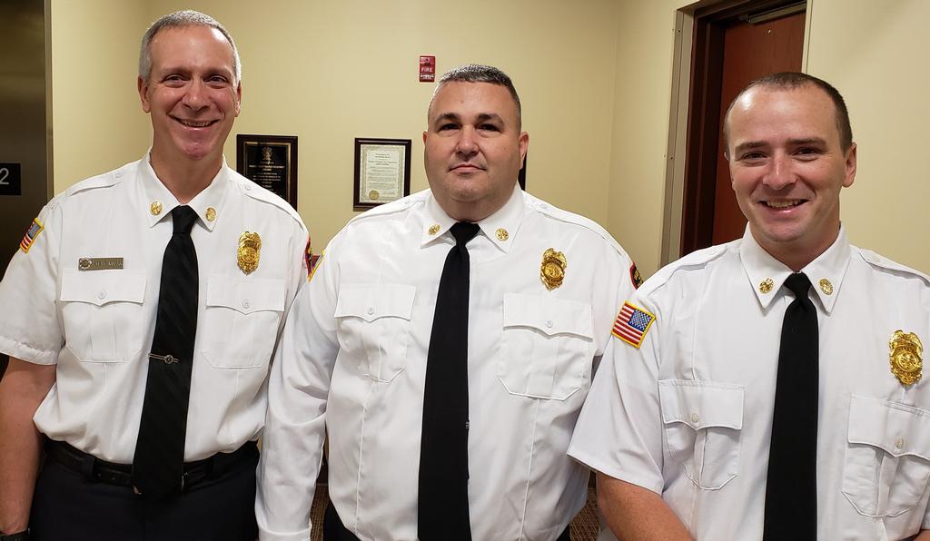 From Left:  Second Assistant Chief Steven Kozak, First Assistant Chief Brian Smith, Fire Chief Andrew Vorndran